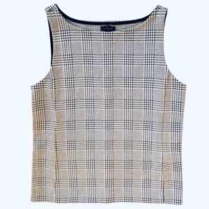 ANN TAYLOR Black & White Plaid Sleeveless Tank Top